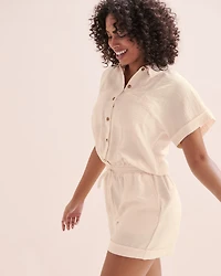Textured Button-Up Romper