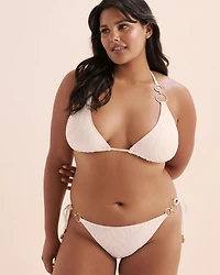 Bas de bikini brésilien taille basse en dentelle feuillage