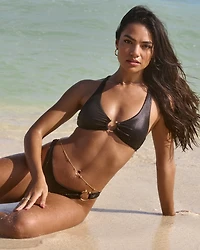 Shiny Metallic Bralette Bikini Top