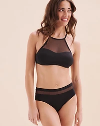 Bas de bikini taille mi-haute en maille