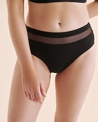 Bas de bikini taille mi-haute en maille