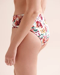 Bas de bikini taille mi-haute avec ceinture floral