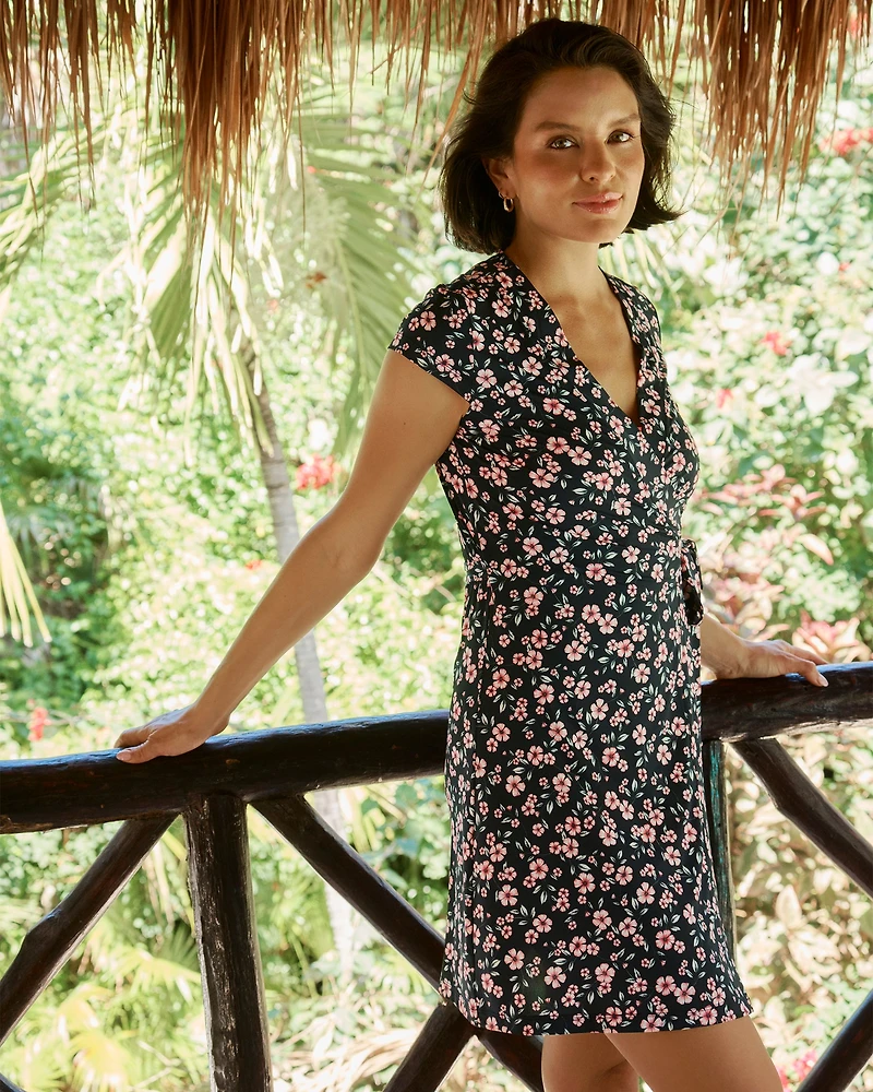 Robe courte portefeuille florale