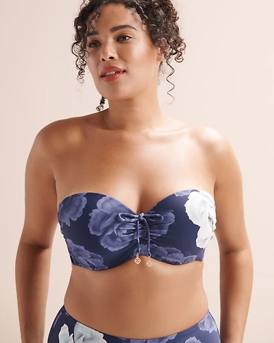 Floral D Cup Bandeau Bikini Top