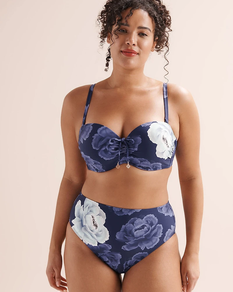 Floral D Cup Bandeau Bikini Top