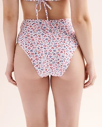 Bas de bikini taille haute cheeky floral