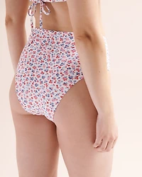 Bas de bikini taille haute cheeky floral