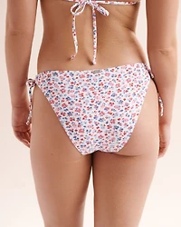 Floral Low-Rise Side Tie Brazilian Bikini Bottom