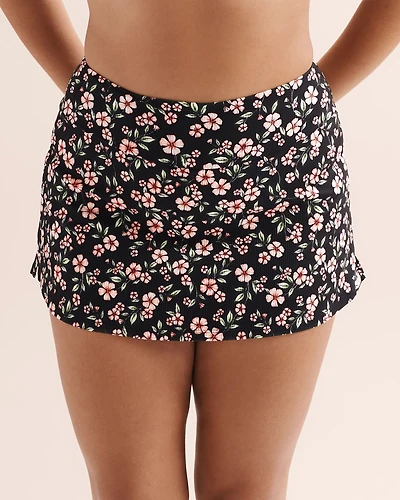 Jupe taille haut côtelé floral