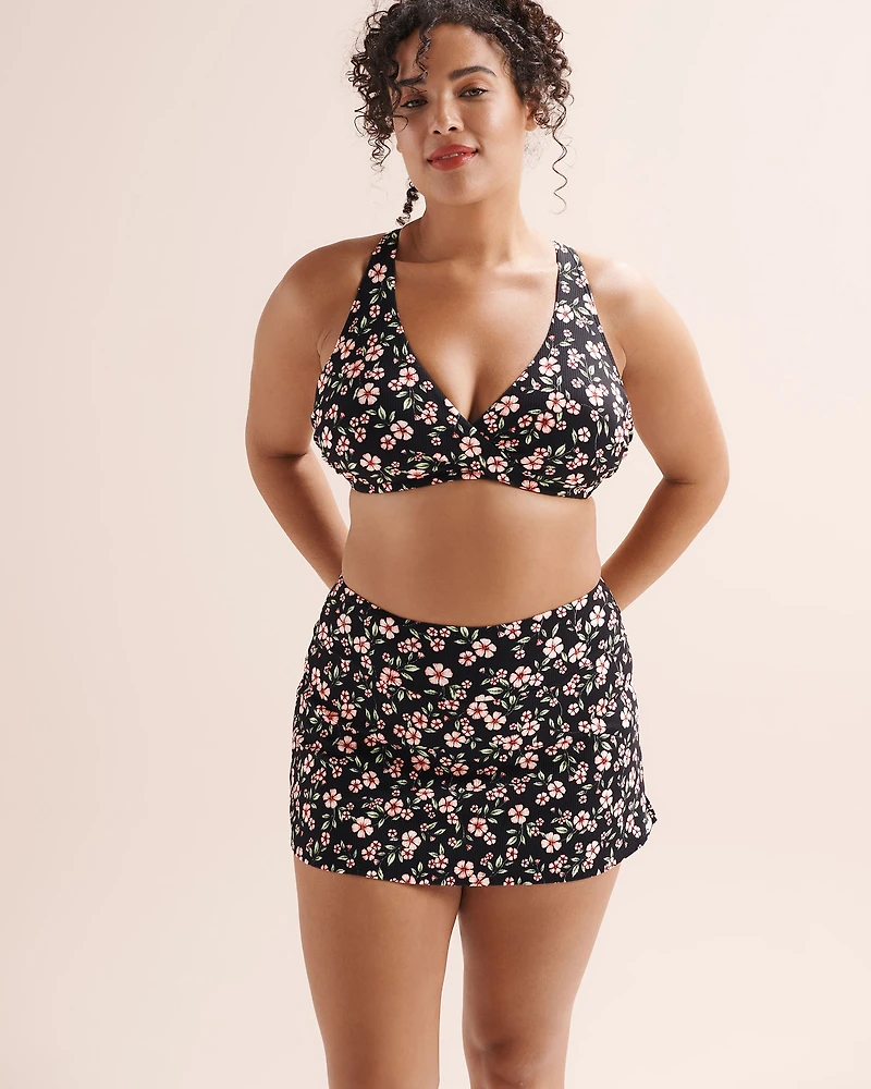 Jupe taille haut côtelé floral