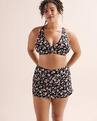 Jupe taille haut côtelé floral