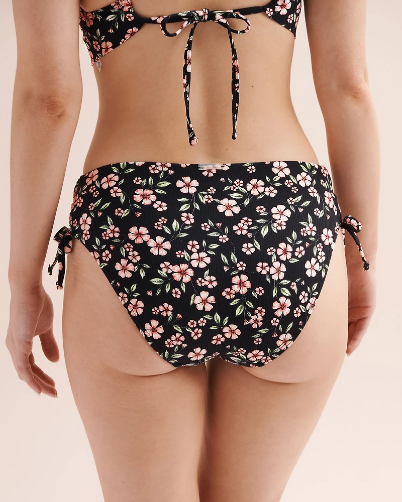 Ribbed Tummy Control Mid-Rise Side Tie Bikini Bottom