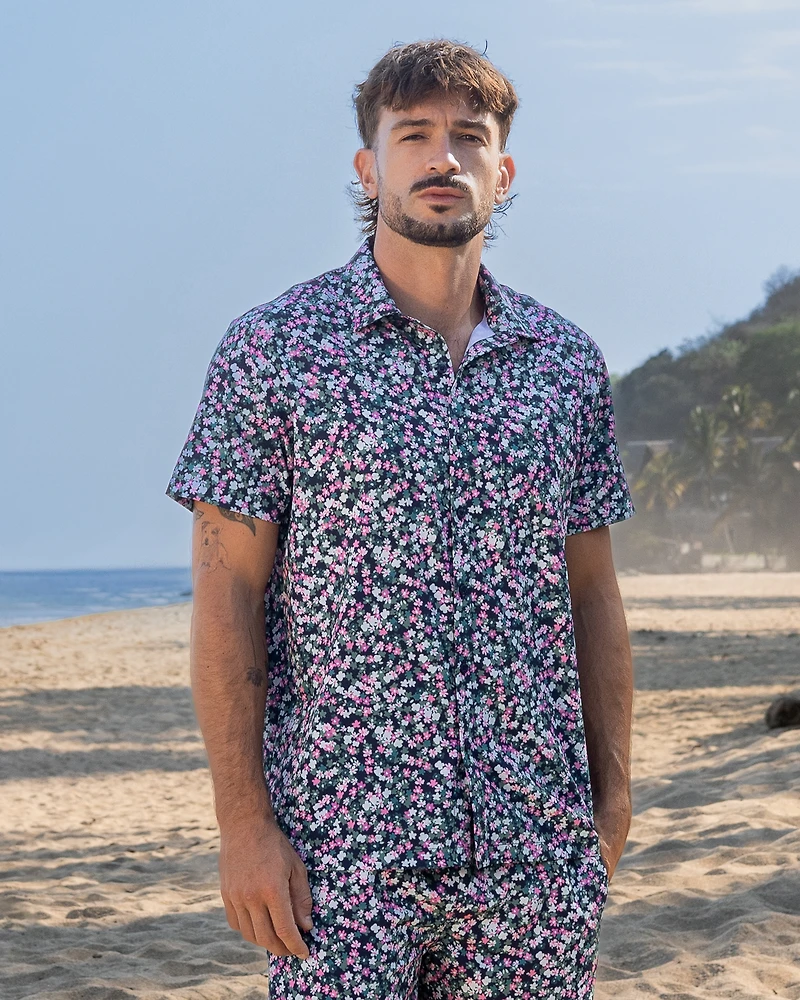 Chemise à manches courtes florale