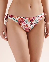 Bas de bikini brésilien taille basse à nouer floral
