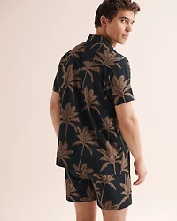 Palm Tree Seersucker Short Sleeves Shirt