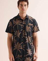 Palm Tree Seersucker Short Sleeves Shirt