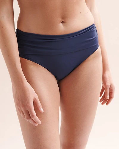 Bas de bikini plissé gainant taille mi-haute
