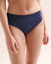 Bas de bikini plissé gainant taille mi-haute