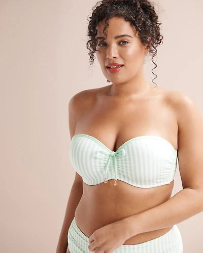 Striped D Cup Bandeau Bikini Top