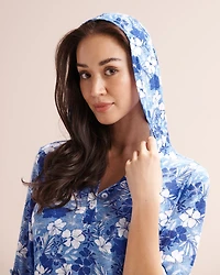 Floral Hooded Slub Knit Tunic