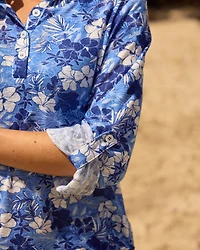Floral Hooded Slub Knit Tunic