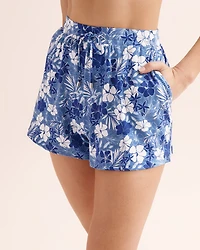 Short de baignade côtelé à motif floral