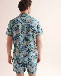 Chemise à manches courtes au motif feuillage