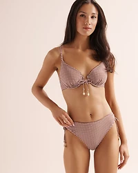 Bas de bikini à nouer taille mi-haute cheeky carreaux
