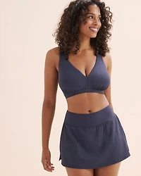 Bas de bikini jupe côtelé taille haute