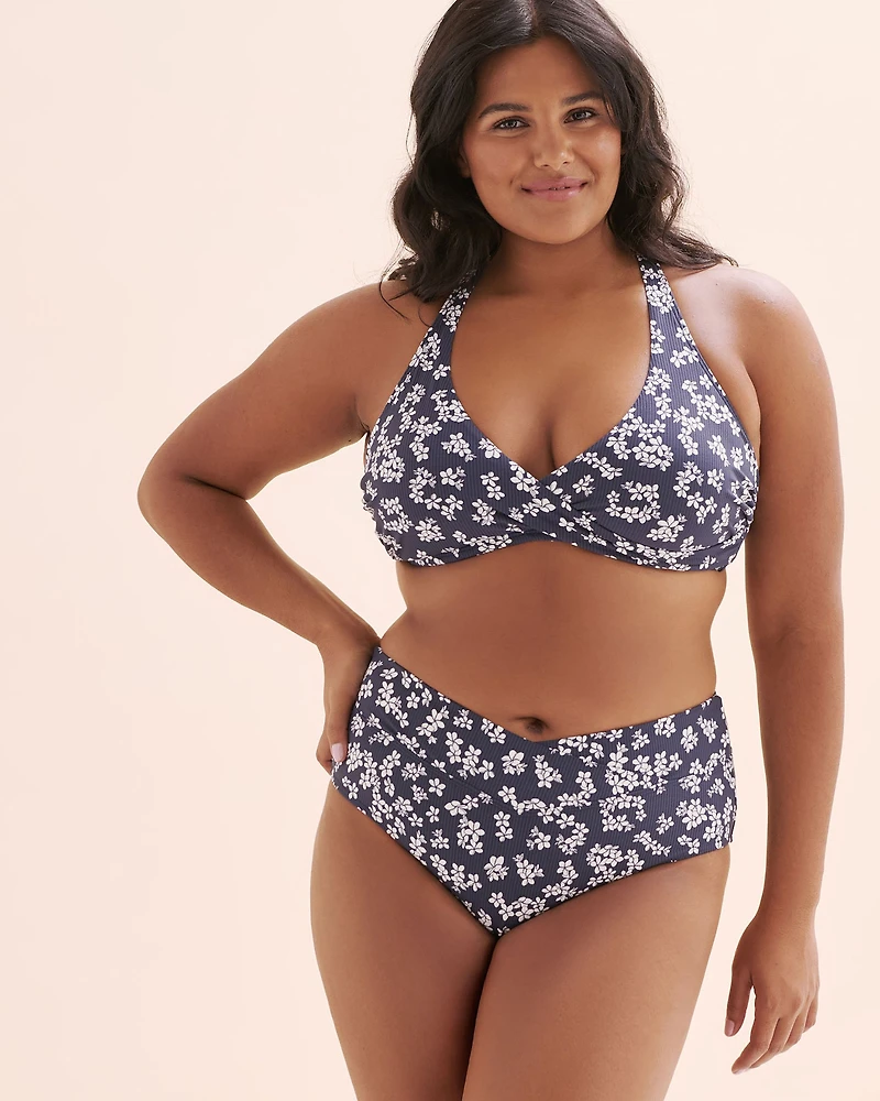 Ribbed Wrap-Over Bralette Bikini Top