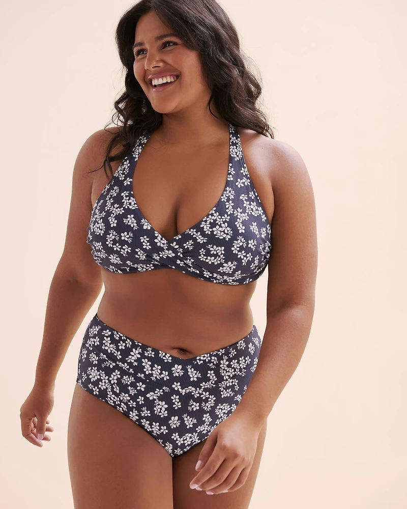 Ribbed Wrap-Over Bralette Bikini Top