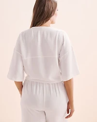 Short Sleeves Front Tie Cover Up Shirt