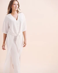 Short Sleeves Front Tie Cover Up Shirt