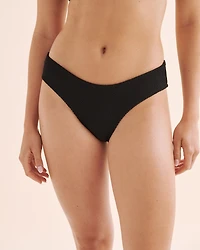 Bas de bikini échancré à smocks texturé