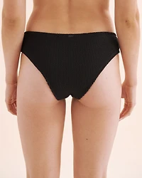 Bas de bikini échancré à smocks texturé