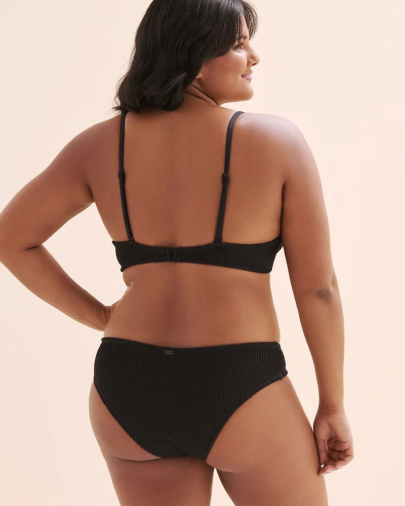 Textured Smocked Plunge Bikini Top