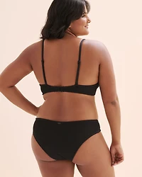 Textured Smocked Plunge Bikini Top