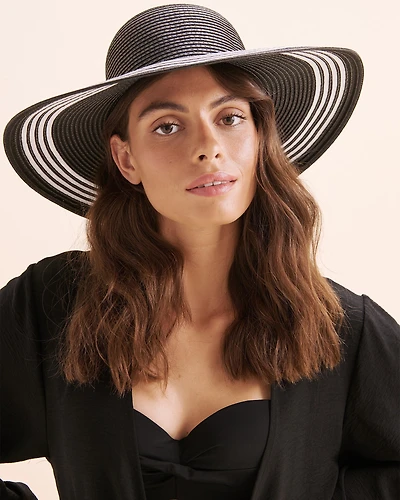 Chapeau à large bord bicolore