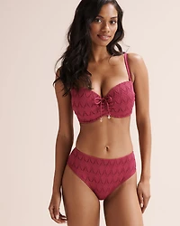 Textured D Cup Bandeau Bikini Top