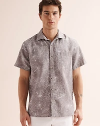 Chemise à manches courtes en mélange de lin