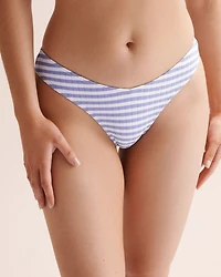 Ribbed Low-Rise Brazilian Bikini Bottom