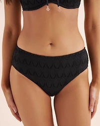 Textured Mid-Rise Brazilian Bikini Bottom