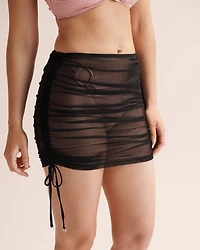 Shirred Side Short Mesh Skirt