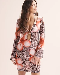 Leopard Floral Mesh Dress