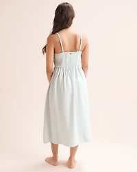 Long Front-Buttoned Striped Dress