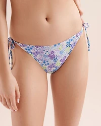 Pastel Floral Side Tie Brazilian Bikini Bottom