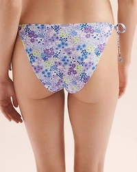 Pastel Floral Side Tie Brazilian Bikini Bottom