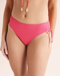 Bas de bikini noué taille basse texturé