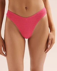 Textured Low-Rise Thong Bikini Bottom