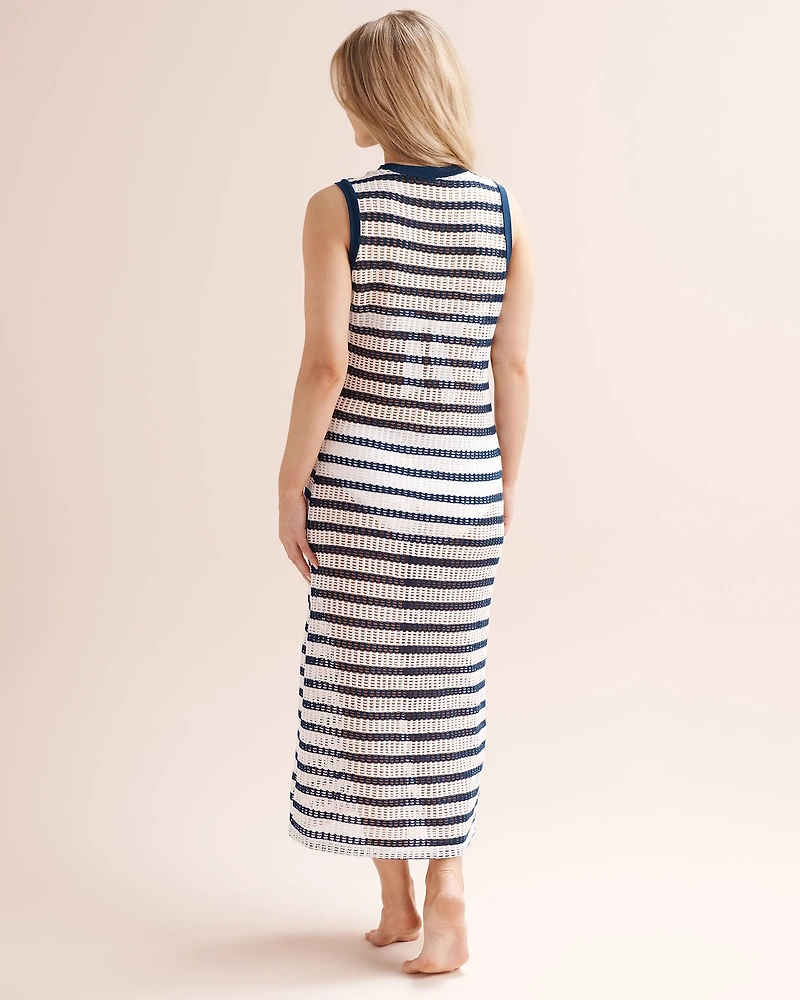 Robe maxi en crochet à rayures